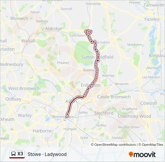 X3 Bus Line Map