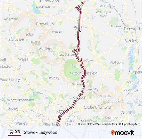 X3 Bus Line Map