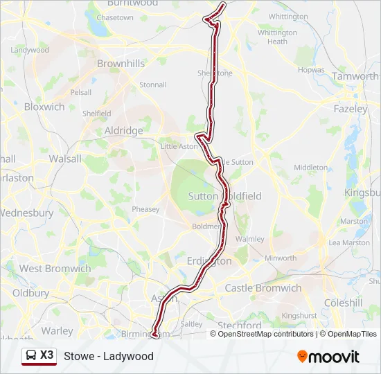 X3 Bus Line Map