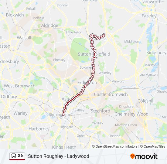 X5 Bus Line Map