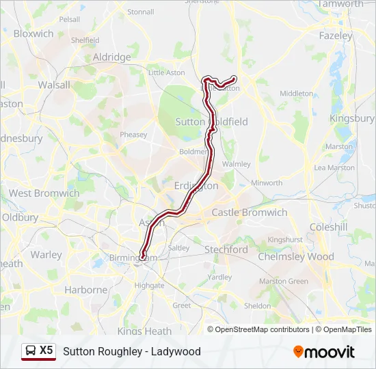 X5 Bus Line Map