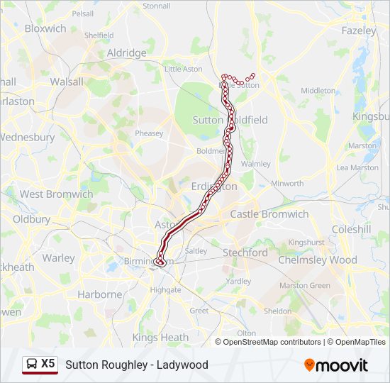 X5 Bus Line Map