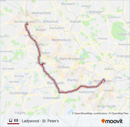 X8 Bus Line Map