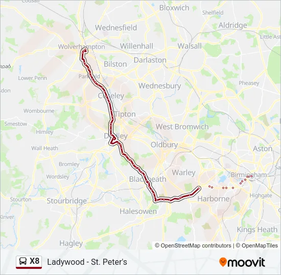 X8 Bus Line Map