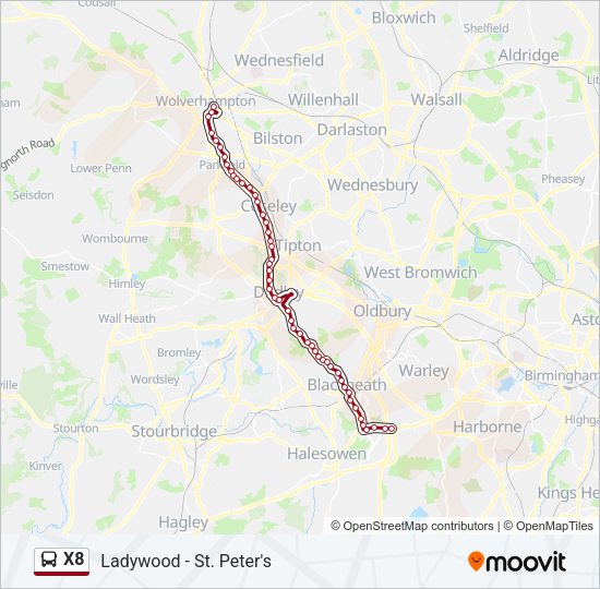 X8 Bus Line Map