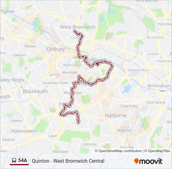 54A Bus Line Map
