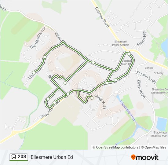 208 Bus Line Map