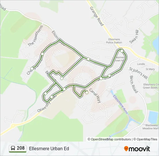 208 Bus Line Map