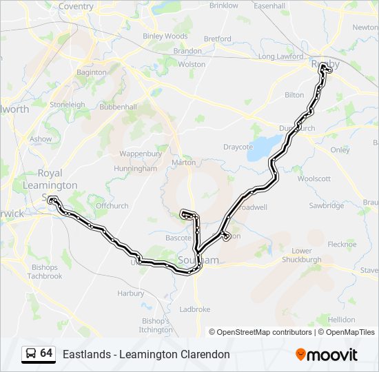 Bus 64 Route Map 64 Route: Schedules, Stops & Maps - Leamington Spa (Updated)