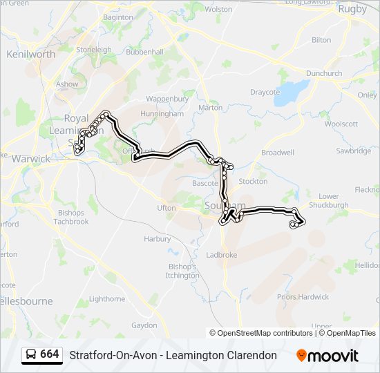 664 Bus Line Map