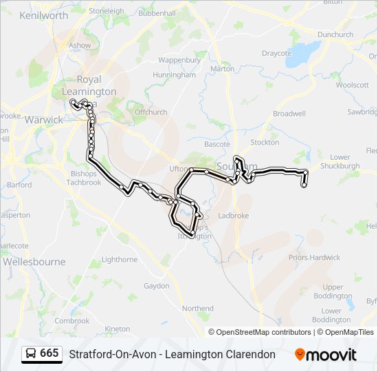 665 bus Line Map