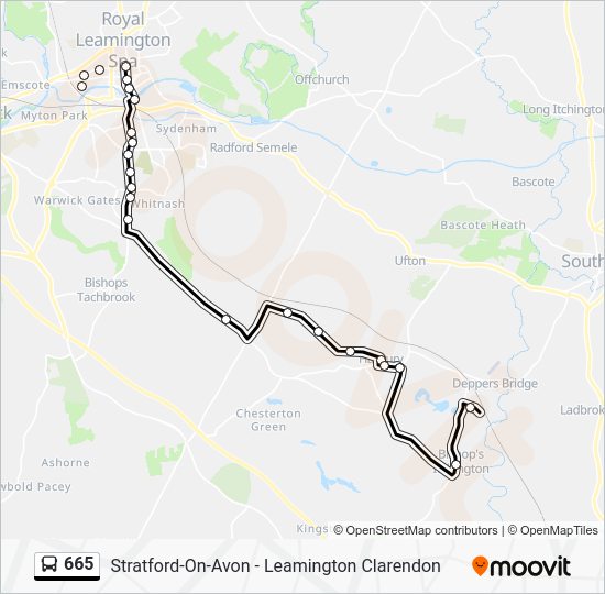 665 Route: Schedules, Stops & Maps - Bishop's Itchington Bishops Hill ...