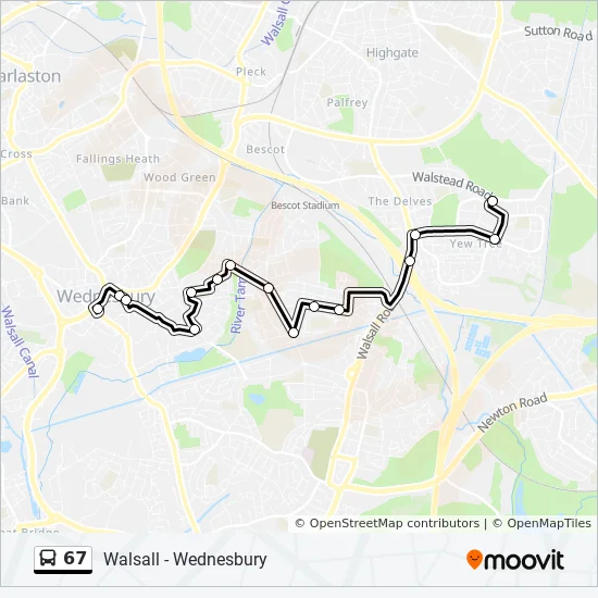 Bus 67 Route Map 67 Route: Schedules, Stops & Maps - Wednesbury (Updated)