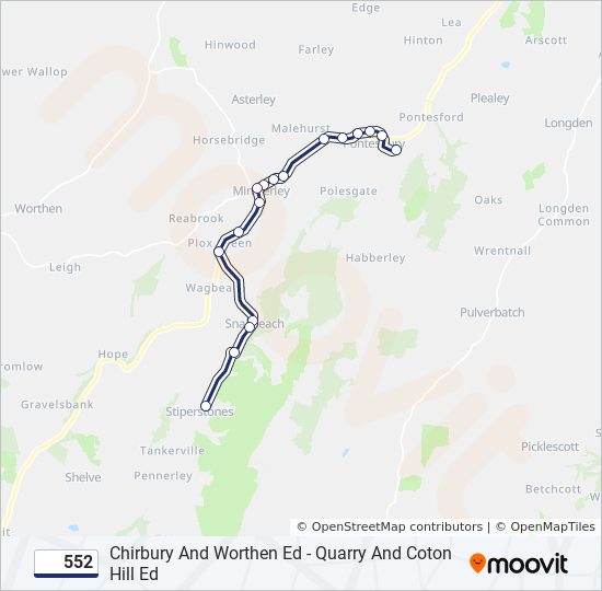 552 Route Schedules, Stops & Maps Pontesbury (Updated)