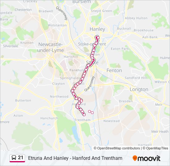 21 bus Line Map