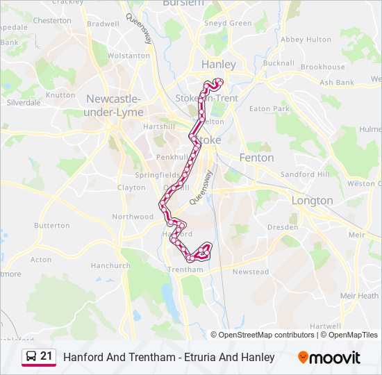 21 bus Line Map