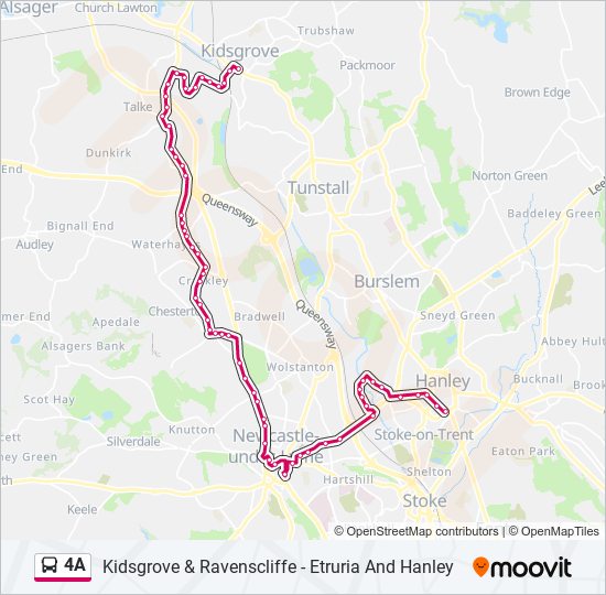 4a Route Schedules, Stops & Maps Kidsgrove Town Centre (Updated)