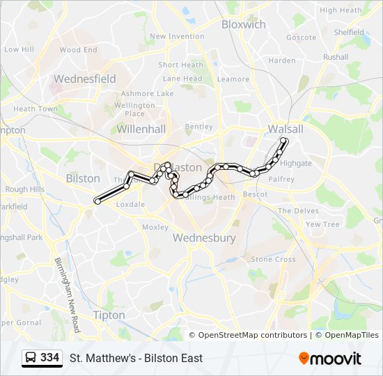 Bus 334 Route Map 334 Route: Schedules, Stops & Maps - Bilston (Updated)