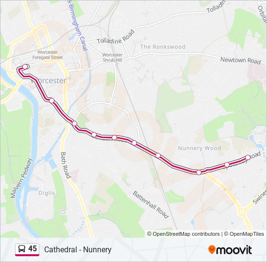 45 bus Line Map