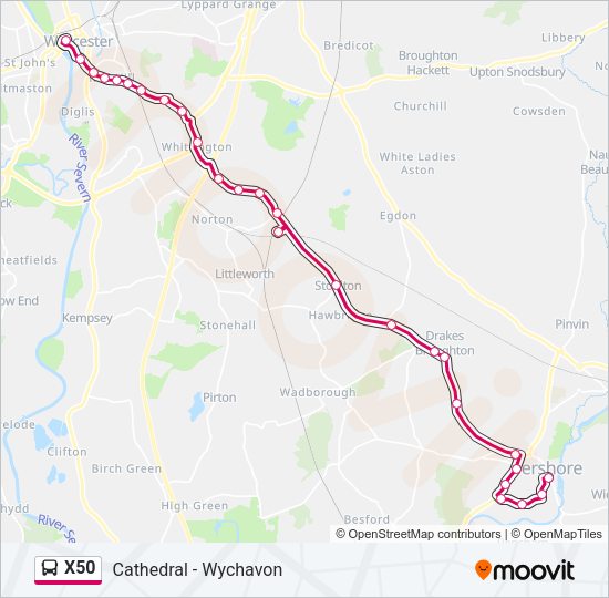 X50 Bus Line Map