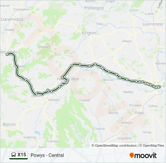 X15 Bus Line Map