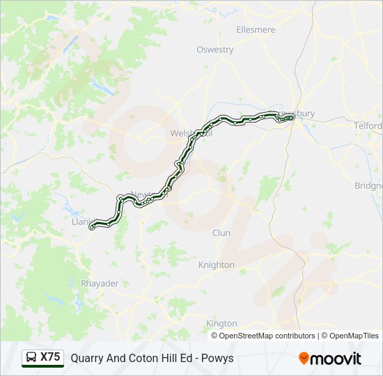 X75 Bus Line Map