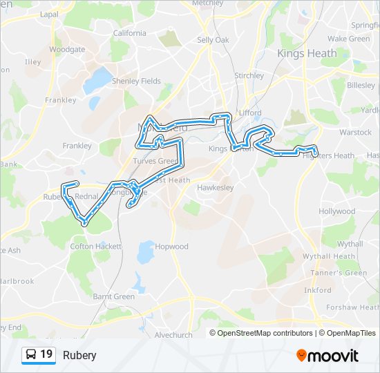 19 Route: Schedules, Stops & Maps - Rubery (Updated)