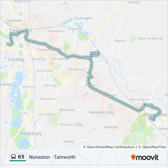 Bus 65 Route Map 65 Route: Schedules, Stops & Maps - Atherstone (Updated)