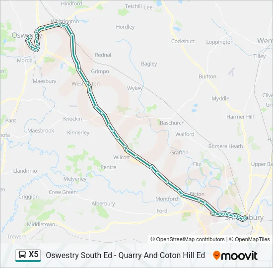 X5 Bus Line Map
