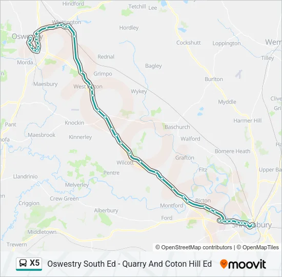X5 Bus Line Map