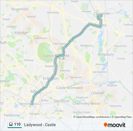 110 Route: Schedules, Stops & Maps - Tamworth Town Centre (Updated)