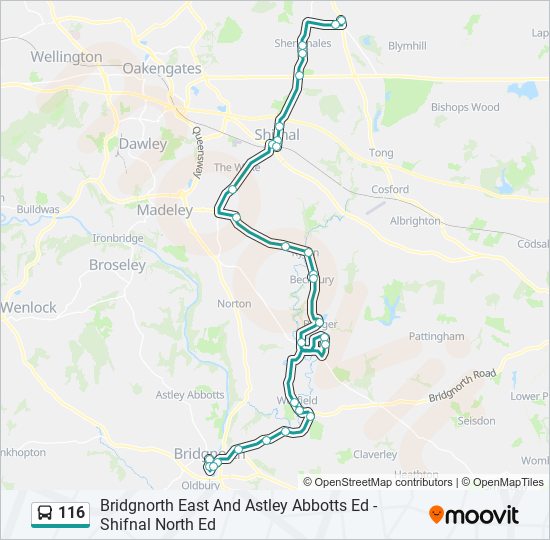 Bus 116 Route Map 116 Route: Schedules, Stops & Maps - Weston Heath (Updated)