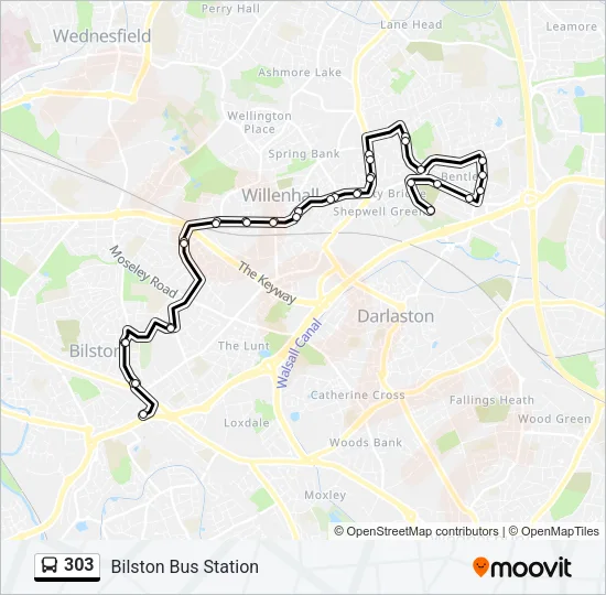 303 Bus Line Map