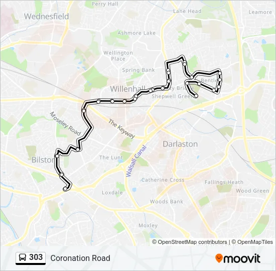 303 Bus Line Map