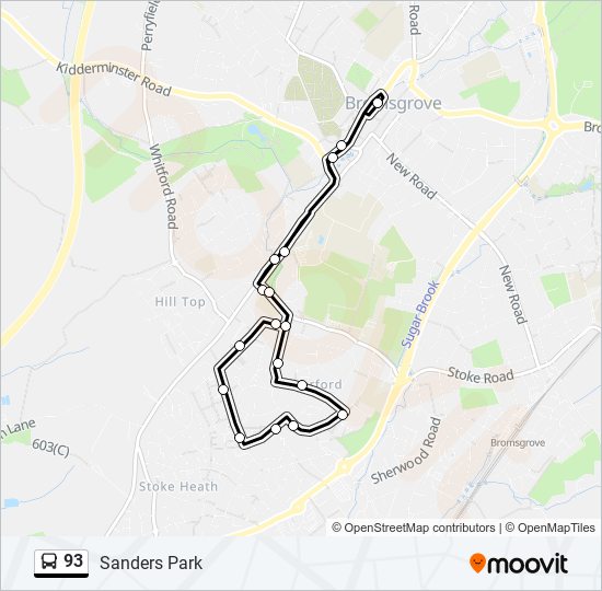 Bus 93 Route Map 93 Route: Schedules, Stops & Maps - Charford (Updated)