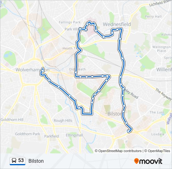 Bus 53 Route Map 53 Route: Schedules, Stops & Maps - Bilston (Updated)