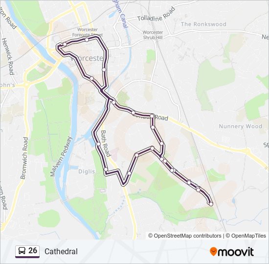 Bus 26 Route Map 26 Route: Schedules, Stops & Maps - Battenhall (Updated)