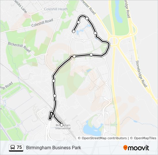 Bus 75 Route Map 75 Route: Schedules, Stops & Maps - Birmingham Business Park (Updated)