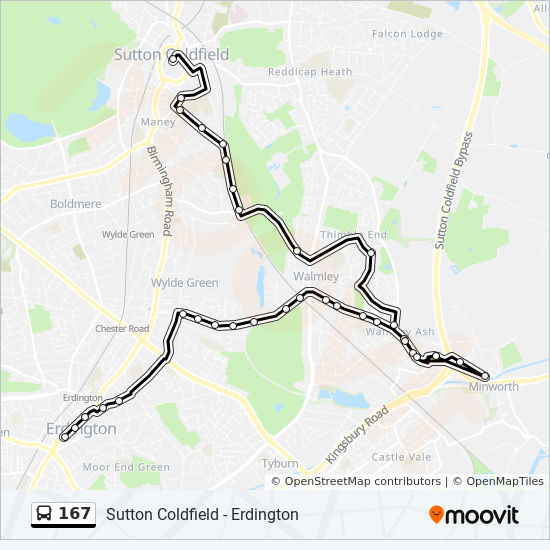 Bus 167 Route Map 167 Route: Schedules, Stops & Maps - Erdington (Updated)