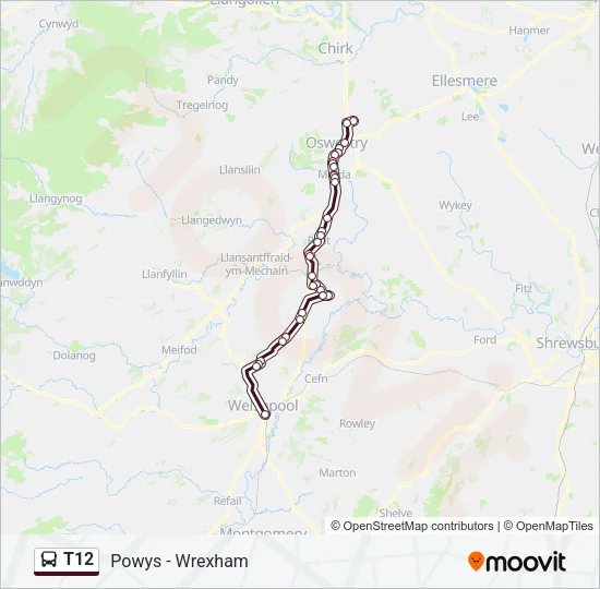 T12 Bus Line Map