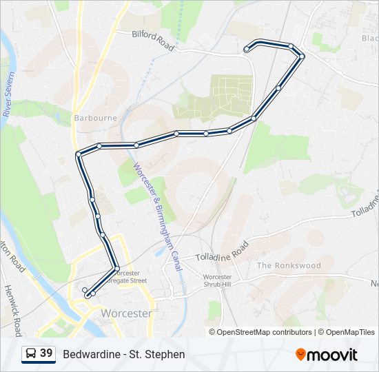 39 bus Line Map