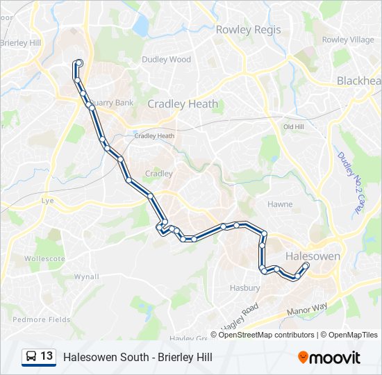 Bus 13 Route Map 13 Route: Schedules, Stops & Maps - Halesowen (Updated)