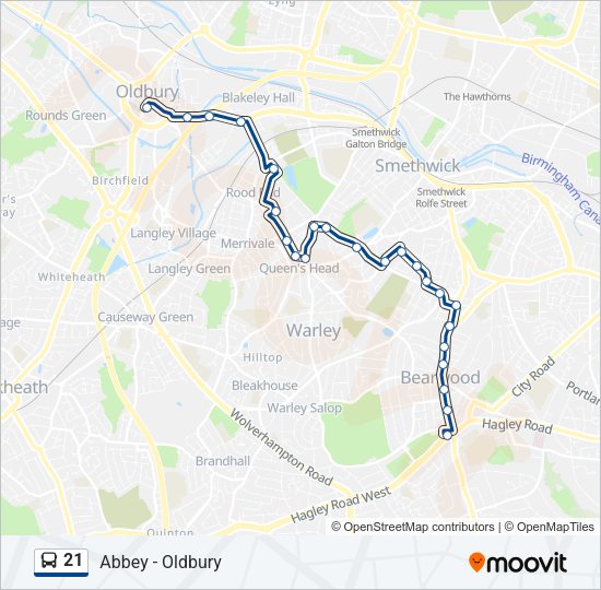 21 Bus Line Map