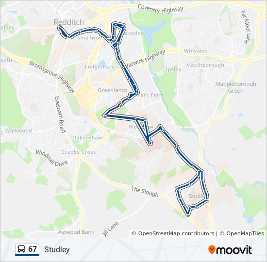 Bus 67 Route Map 67 Route: Schedules, Stops & Maps - Studley (Updated)