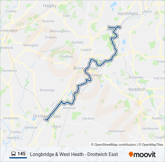 145 Route: Schedules, Stops & Maps - Rubery (Updated)