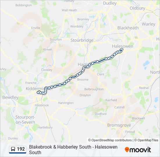 Bus 192 Route Map 192 Route: Schedules, Stops & Maps - Halesowen (Updated)