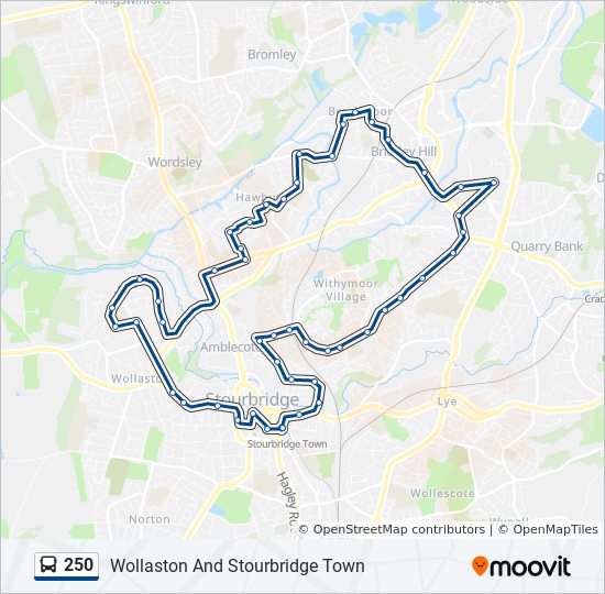 Bus 250 Route Map 250 Route: Schedules, Stops & Maps - Merry Hill (Updated)