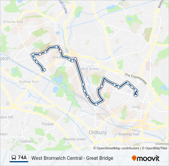 74A Bus Line Map