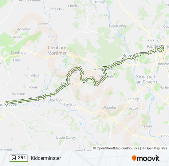 Bus 291 Route Map 291 Route: Schedules, Stops & Maps - Kidderminster (Updated)