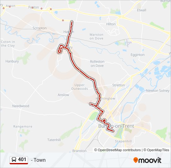 Bus 401 Route Map 401 Route: Schedules, Stops & Maps - Burton Upon Trent (Updated)